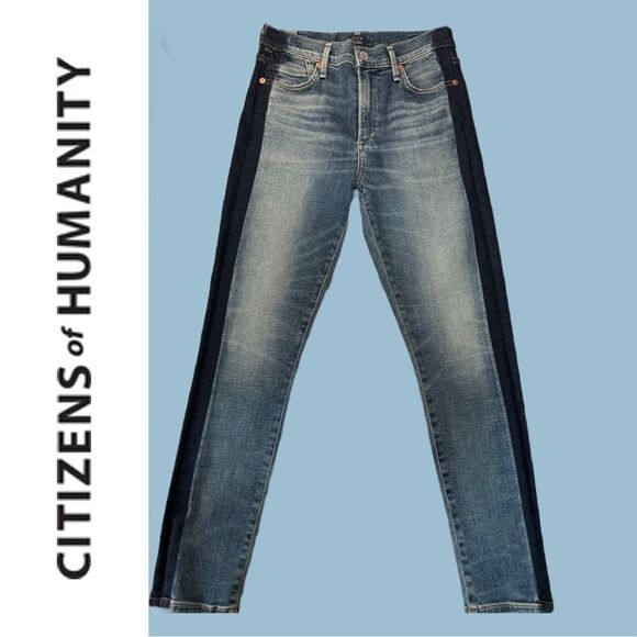 Citizens Of‎ Humanity Women’s Rocket Crop High Rise Shadow Stripe - Size 27 - Picture 2 of 4